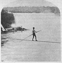 Man on the high wire over Niagra River