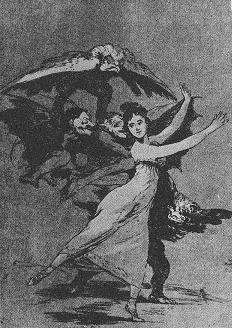 Goya surrounds a woman.
